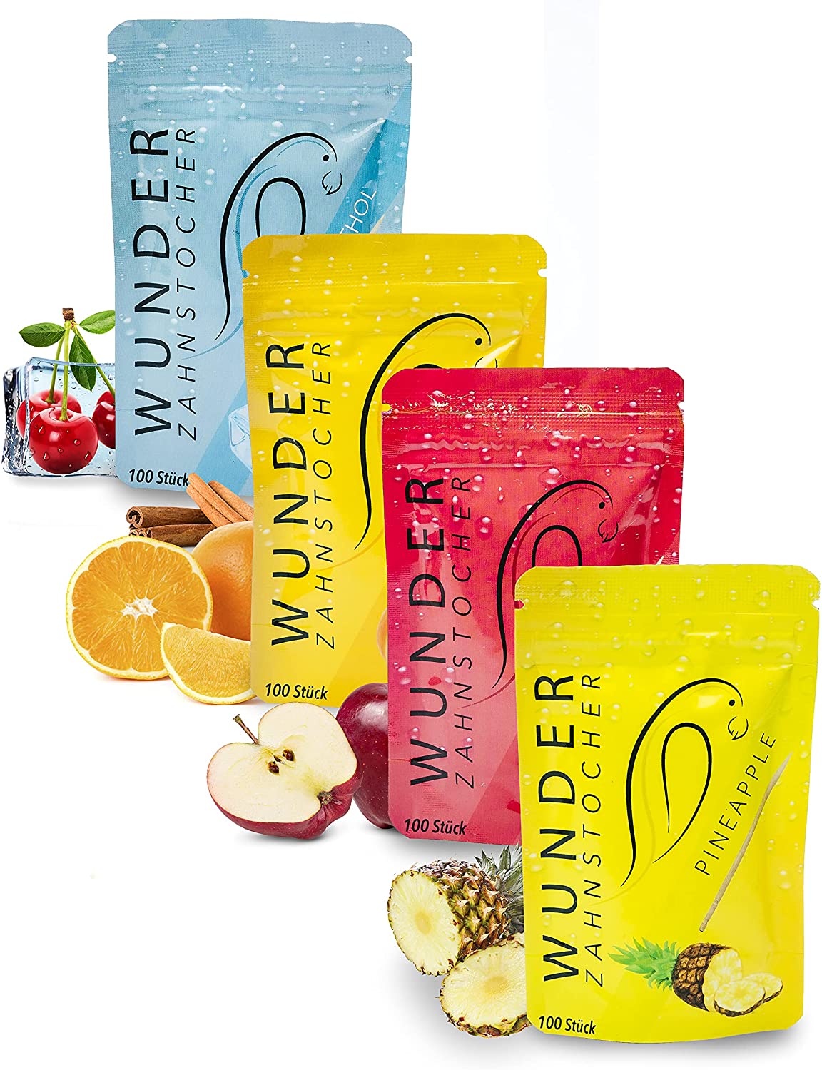 Wunder Zahnstocher Cool Fruit Pack Bag (4X100 Stück) Wunder Zahnstocher Cool Fruit Pack Bag (4X100 Stück)