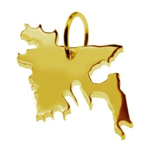 Anhänger der Landkarte Bangladesh in massiv 585 Gelbgold
