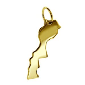 Anhänger der Landkarte Marokko in massiv 333 Gelbgold