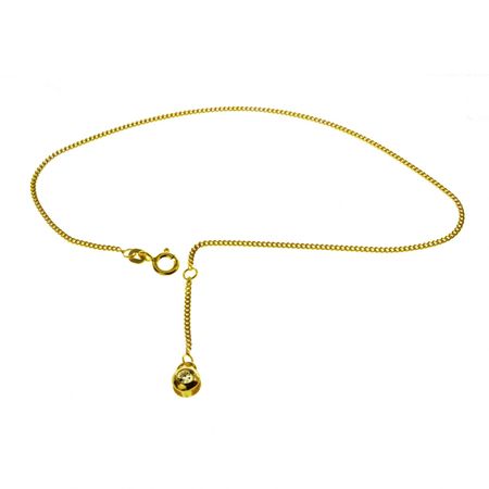 Fusskettchen - Panzer - 25Cm - 585 Gelbgold Mit Zirkonia-Anhänger Fusskettchen - Panzer - 25Cm - 585 Gelbgold Mit Zirkonia-Anhänger