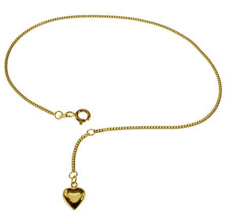 Fusskettchen - 25Cm - 333 Gelbgold Mit Herzchen Fusskettchen - 25Cm - 333 Gelbgold Mit Herzchen