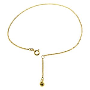Fusskettchen - Panzerkette - 25cm - 585 Gelbgold mit großer Kugel