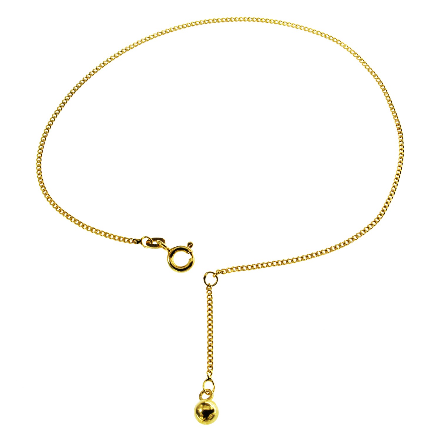 Fusskettchen - Panzerkette - 25Cm - 585 Gelbgold Mit Großer Kugel Fusskettchen - Panzerkette - 25Cm - 585 Gelbgold Mit Großer Kugel