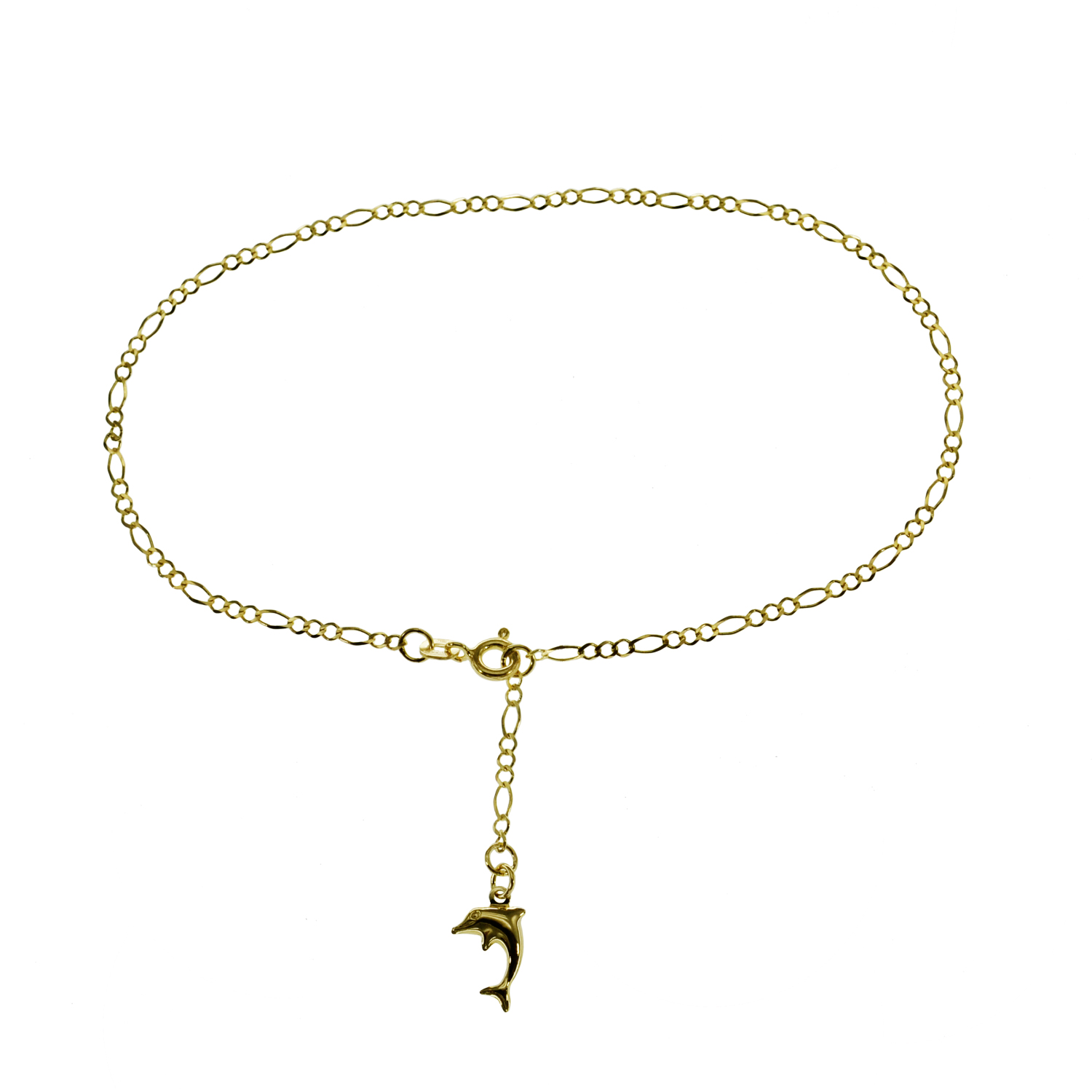 Fusskettchen Delfin - Fugarokette Diamantiert - 25Cm - 585 Gelbgold Fusskettchen Delfin - Fugarokette Diamantiert - 25Cm - 585 Gelbgold - Image 2