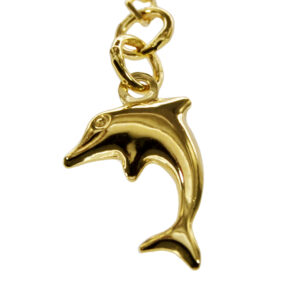 Fusskettchen Delfin - Figarokette diamantiert - 25cm - 333 Gelbgold