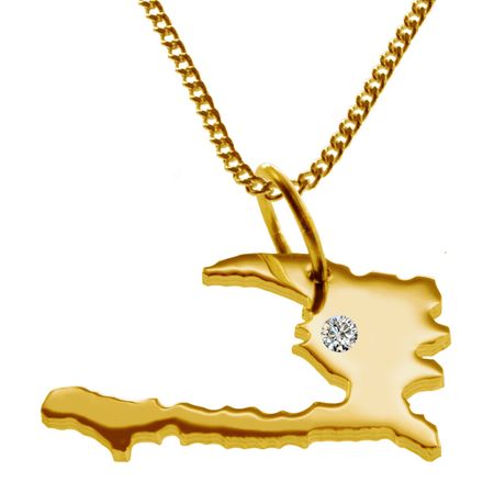 50Cm Kette + Haiti Mit Brillant Am Wunschort 585 Gold 50Cm Kette + Haiti Mit Brillant Am Wunschort 585 Gold