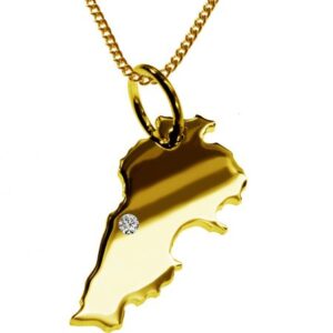 50cm Kette + Libanon mit Brillant am Wunschort 585 Gold