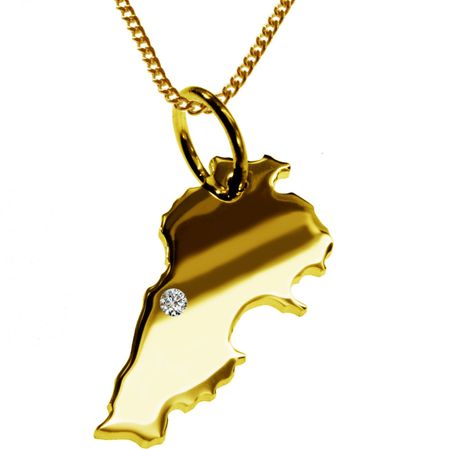 50Cm Kette + Libanon Mit Brillant Am Wunschort 585 Gold 50Cm Kette + Libanon Mit Brillant Am Wunschort 585 Gold