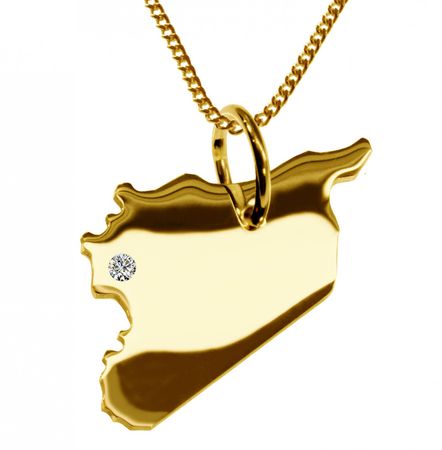 50Cm Kette + Syrien Mit Brillant Am Wunschort 585 Gold 50Cm Kette + Syrien Mit Brillant Am Wunschort 585 Gold