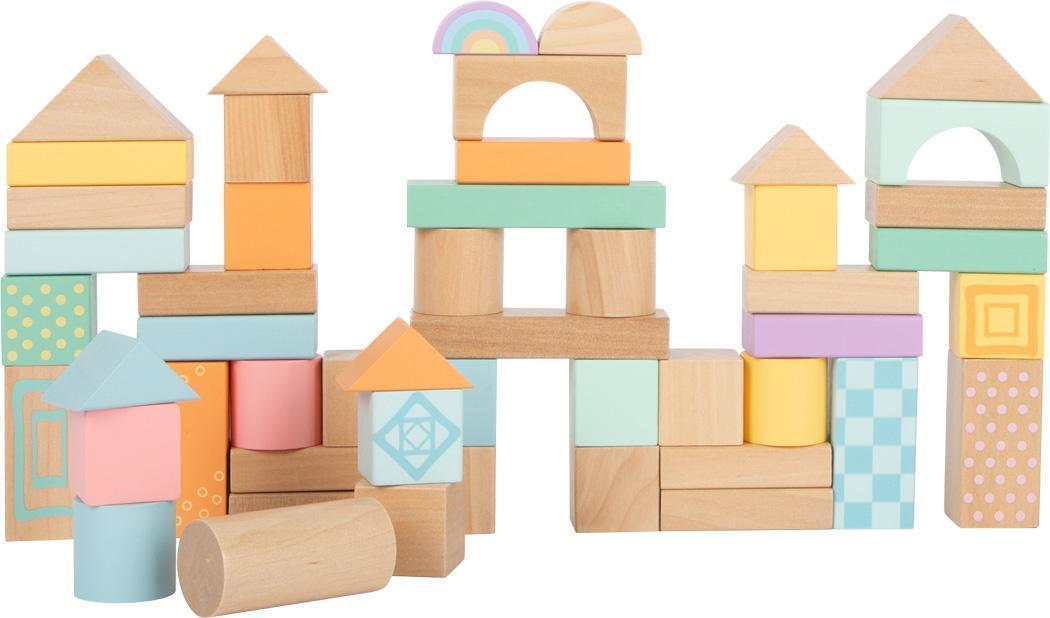 Small Foot Holzbausteine Pastell – 50-Teiliges Bauset Mit Aufbewahrungsbox Holzbausteine Pastell