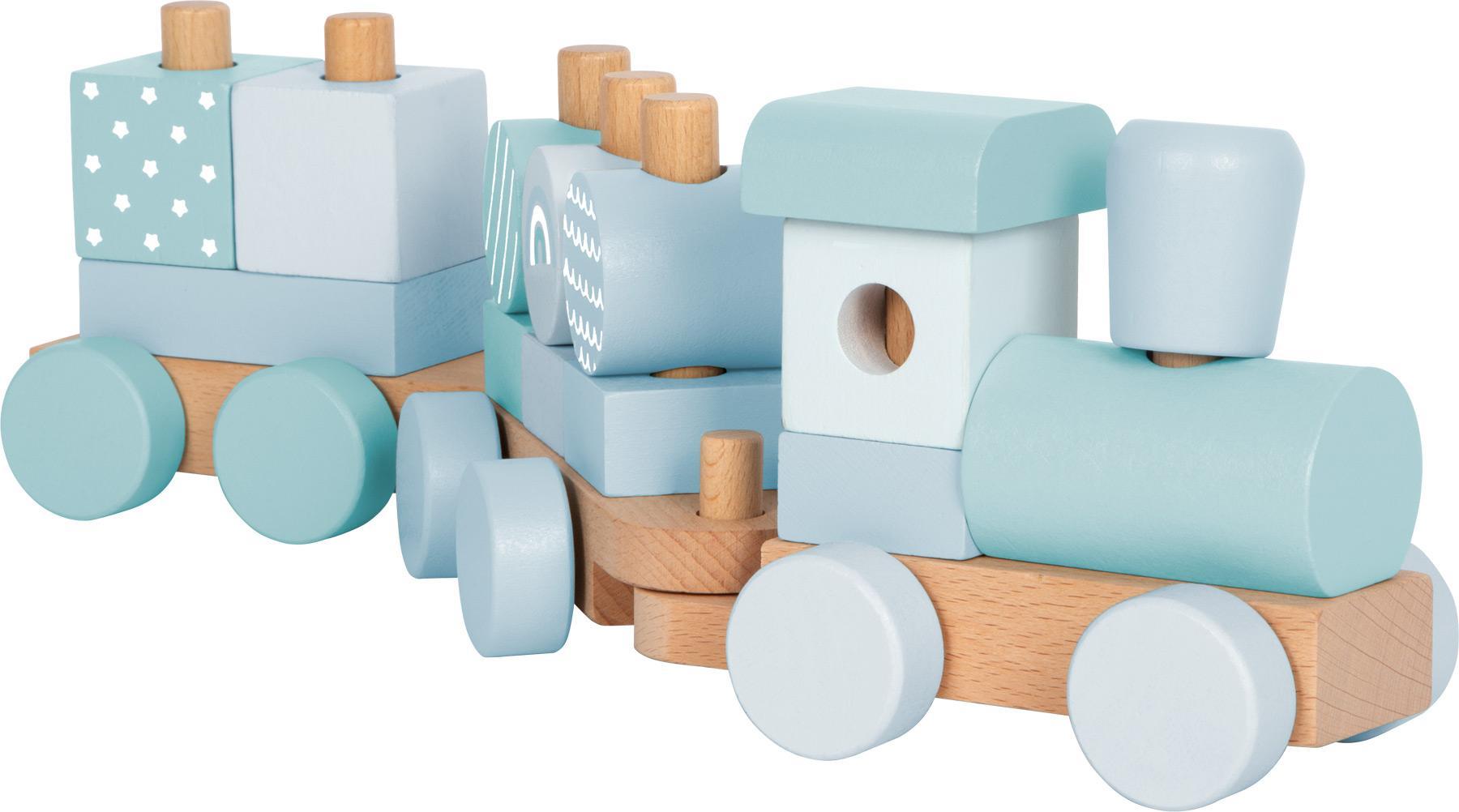 Small Foot Holzzug Blau – Spielzug Mit 14 Steckelementen Holzzug Blau