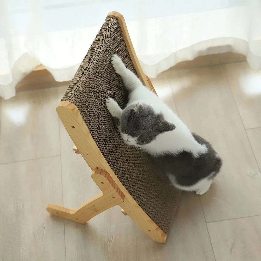 Cat Scratcher Cardboard With Solid Wooden Frame Kitten Scrapers Scratching Bed Reversible Pet Furniture For Cats 5 In 1 Toys Cat Scratcher Cardboard With Solid Wooden Frame Kitten Scrapers Scratching Bed Reversible Pet Furniture For Cats 5 In 1 Toys - Image 22