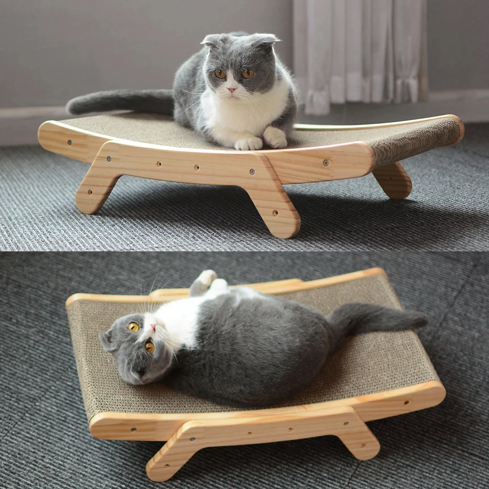 Cat Scratcher Cardboard With Solid Wooden Frame Kitten Scrapers Scratching Bed Reversible Pet Furniture For Cats 5 In 1 Toys Cat Scratcher Cardboard With Solid Wooden Frame Kitten Scrapers Scratching Bed Reversible Pet Furniture For Cats 5 In 1 Toys - Image 11