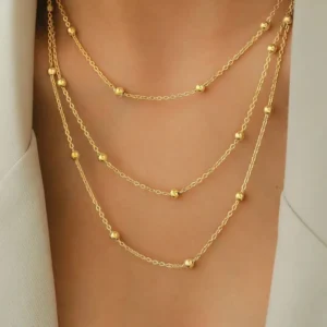Neue High-end-Schmuck Edelstahl Halskette Atmosphäre Zarte Perlen Multi-Schichten Kette Halskette Für Frauen Party Geschenke