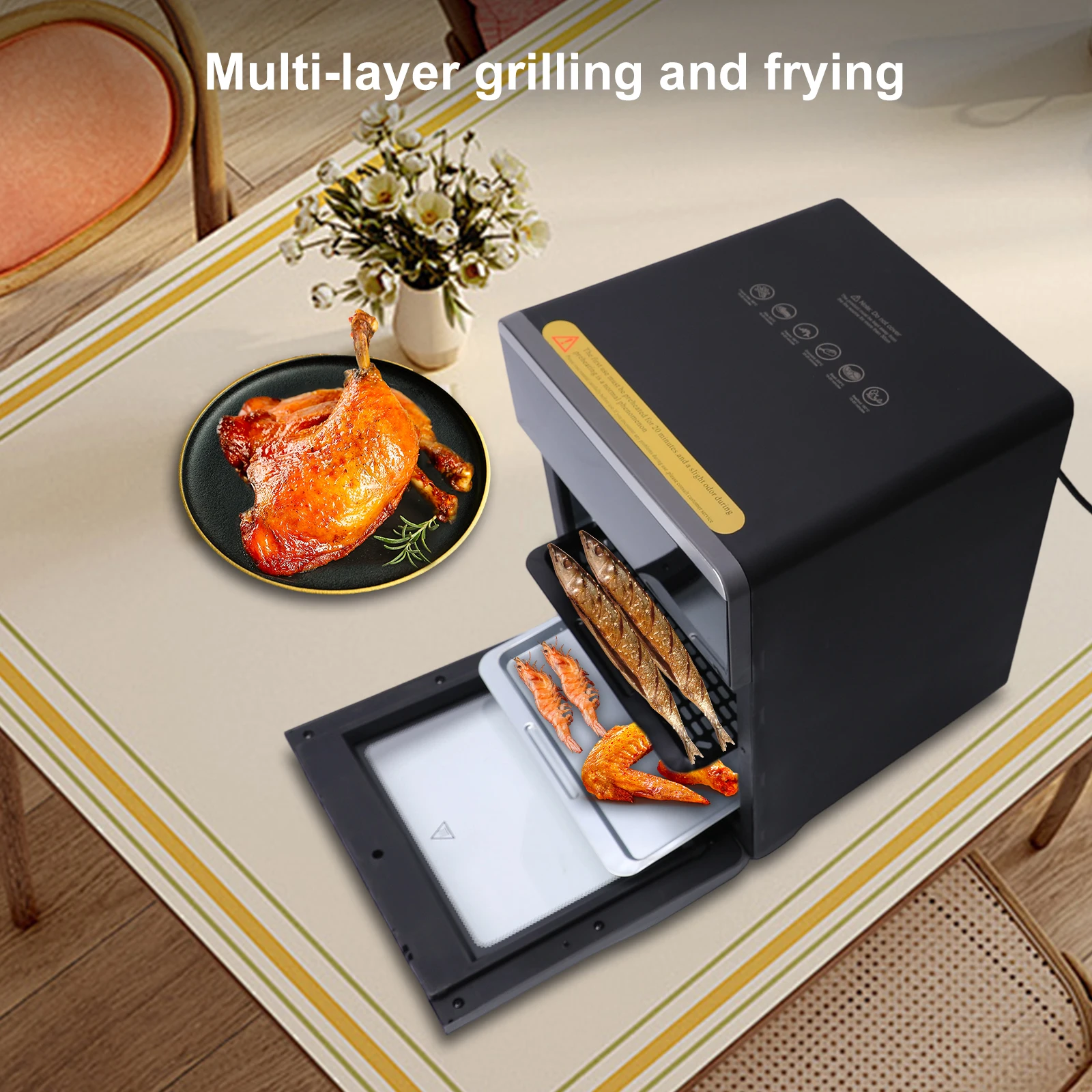 16L Heißluftfritteuse-Ofen, 1800 W Mit 360 ° Heißluftzirkulation, Digitaler Touchscreen Für Ölfreies Kochen, Familiengröße 16L Heißluftfritteuse-Ofen, 1800 W Mit 360 ° Heißluftzirkulation, Digitaler Touchscreen Für Ölfreies Kochen, Familiengröße - Image 6