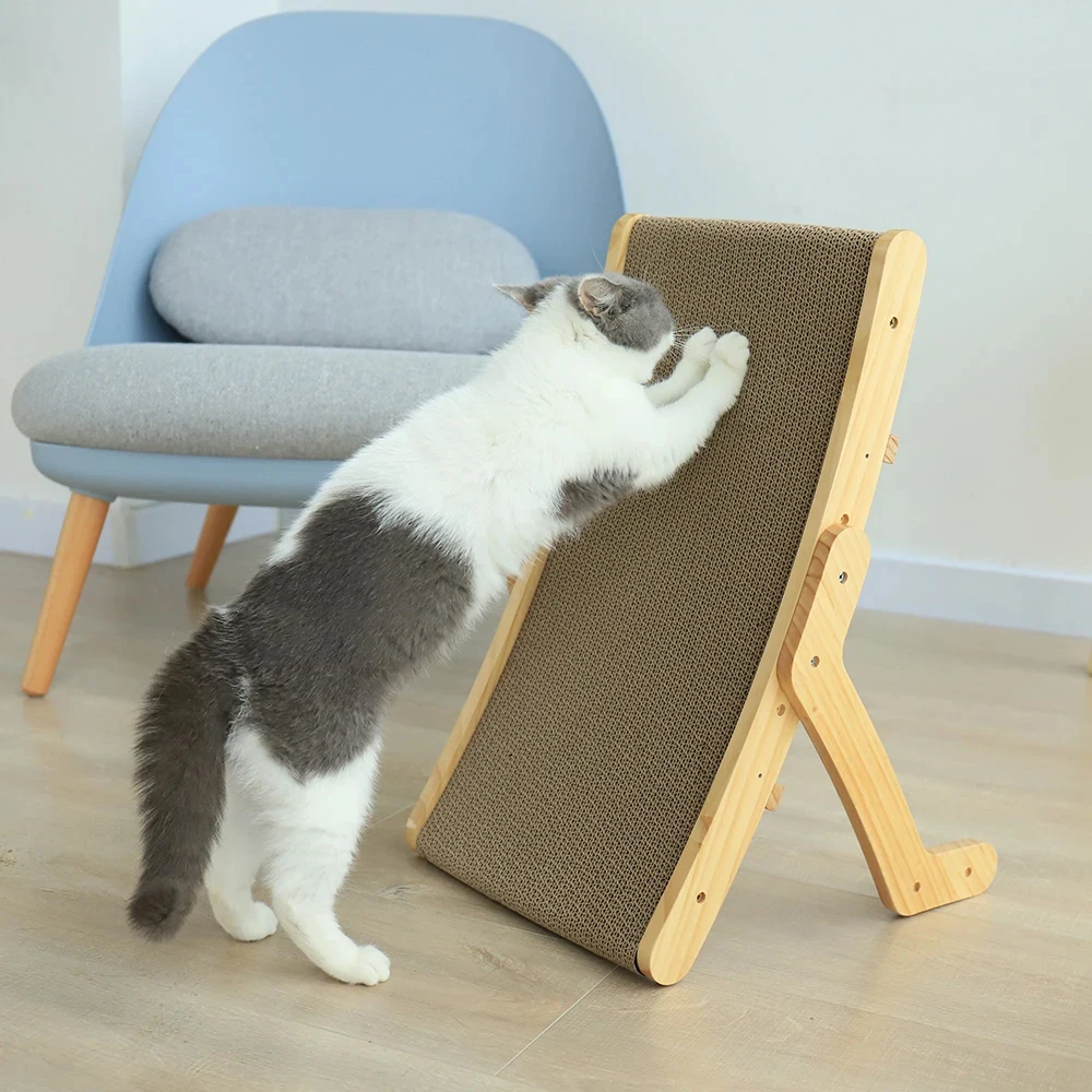 Cat Scratcher Cardboard With Solid Wooden Frame Kitten Scrapers Scratching Bed Reversible Pet Furniture For Cats 5 In 1 Toys Cat Scratcher Cardboard With Solid Wooden Frame Kitten Scrapers Scratching Bed Reversible Pet Furniture For Cats 5 In 1 Toys - Image 23