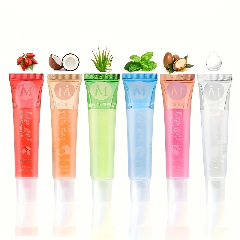 6Pcs/Set, Moisturizing Clear Lip Gloss, Ve, Rosehip, Argan, Peppermintaloe, Coconut Flavor, Translucent Plumping Lip Oils Gift S 6Pcs/Set, Moisturizing Clear Lip Gloss, Ve, Rosehip, Argan, Peppermintaloe, Coconut Flavor, Translucent Plumping Lip Oils Gift S - Image 4