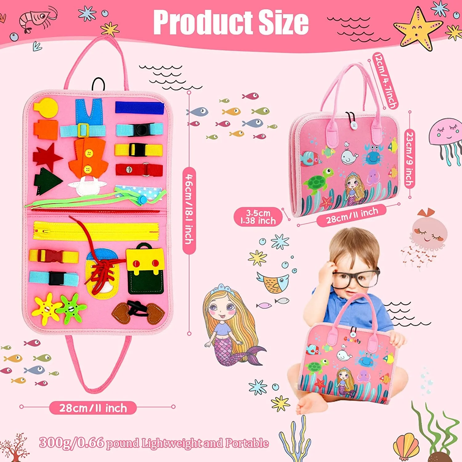 Montessori Toddler Busy Board,Autism Sensory Toys,Educational Activity Motor Skills Baby, Life Skills Learning Toys For Kids Montessori Toddler Busy Board,Autism Sensory Toys,Educational Activity Motor Skills Baby, Life Skills Learning Toys For Kids - Image 5