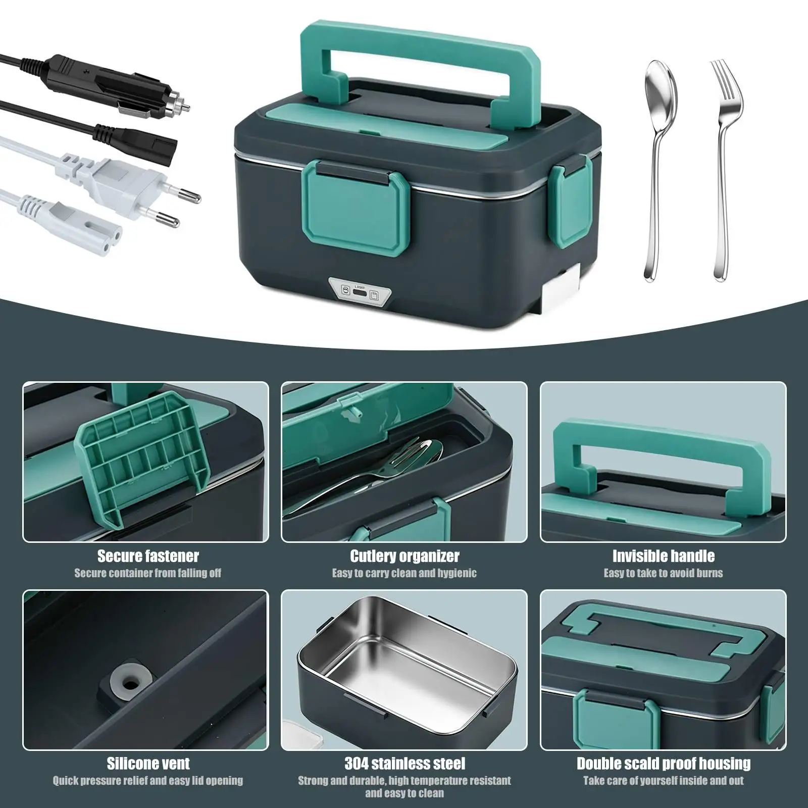 2,5 L, 90 W, Elektrische Lunchbox, Speisenwärmer, Tragbare Speisenheizung Für Auto Oder Zuhause, Auslaufsicher, Mittagessenheizung, Mikrowelle Für Lkw 2,5 L, 90 W, Elektrische Lunchbox, Speisenwärmer, Tragbare Speisenheizung Für Auto Oder Zuhause, Auslaufsicher, Mittagessenheizung, Mikrowelle Für Lkw - Image 2