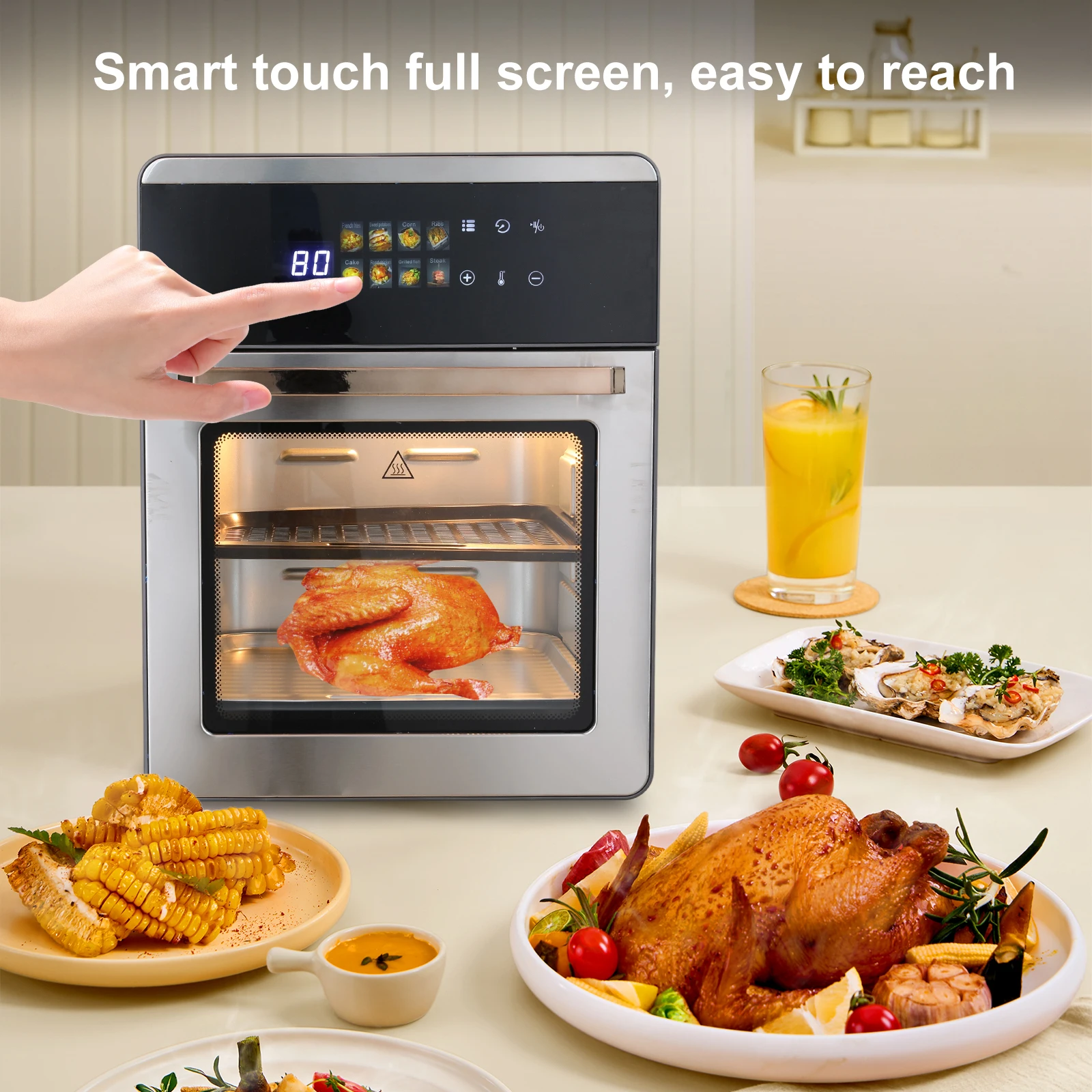 16L Heißluftfritteuse-Ofen, 1800 W Mit 360 ° Heißluftzirkulation, Digitaler Touchscreen Für Ölfreies Kochen, Familiengröße 16L Heißluftfritteuse-Ofen, 1800 W Mit 360 ° Heißluftzirkulation, Digitaler Touchscreen Für Ölfreies Kochen, Familiengröße - Image 5
