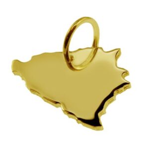 Anhänger der Landkarte Bosnien in massiv 333 Gelbgold