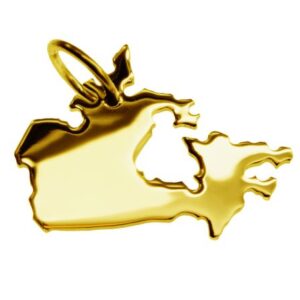 Anhänger der Landkarte Kanada in massiv 333 Gelbgold