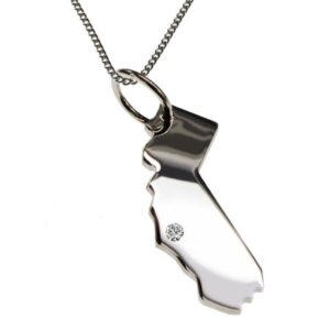50cm Kette + Kalifornien mit Brillant am Wunschort  in 925 Silber