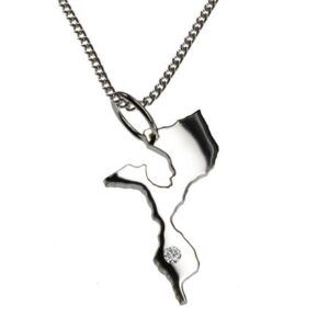 50cm Kette + Mozambik mit Brillant am Wunschort  in 925 Silber