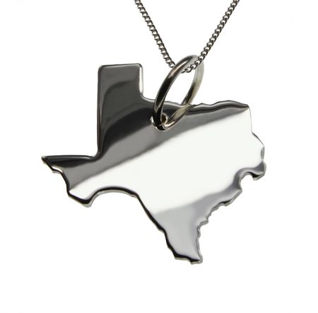 50Cm Halskette + Texas Anhänger In Massiv 925 Silber 50Cm Halskette + Texas Anhänger In Massiv 925 Silber