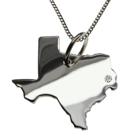 50Cm Kette + Texas Mit Brillant Am Wunschort In 925 Silber 50Cm Kette + Texas Mit Brillant Am Wunschort In 925 Silber