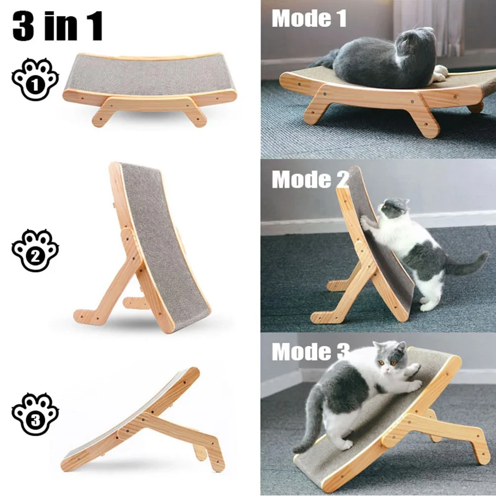 Cat Scratcher Cardboard With Solid Wooden Frame Kitten Scrapers Scratching Bed Reversible Pet Furniture For Cats 5 In 1 Toys Cat Scratcher Cardboard With Solid Wooden Frame Kitten Scrapers Scratching Bed Reversible Pet Furniture For Cats 5 In 1 Toys - Image 13