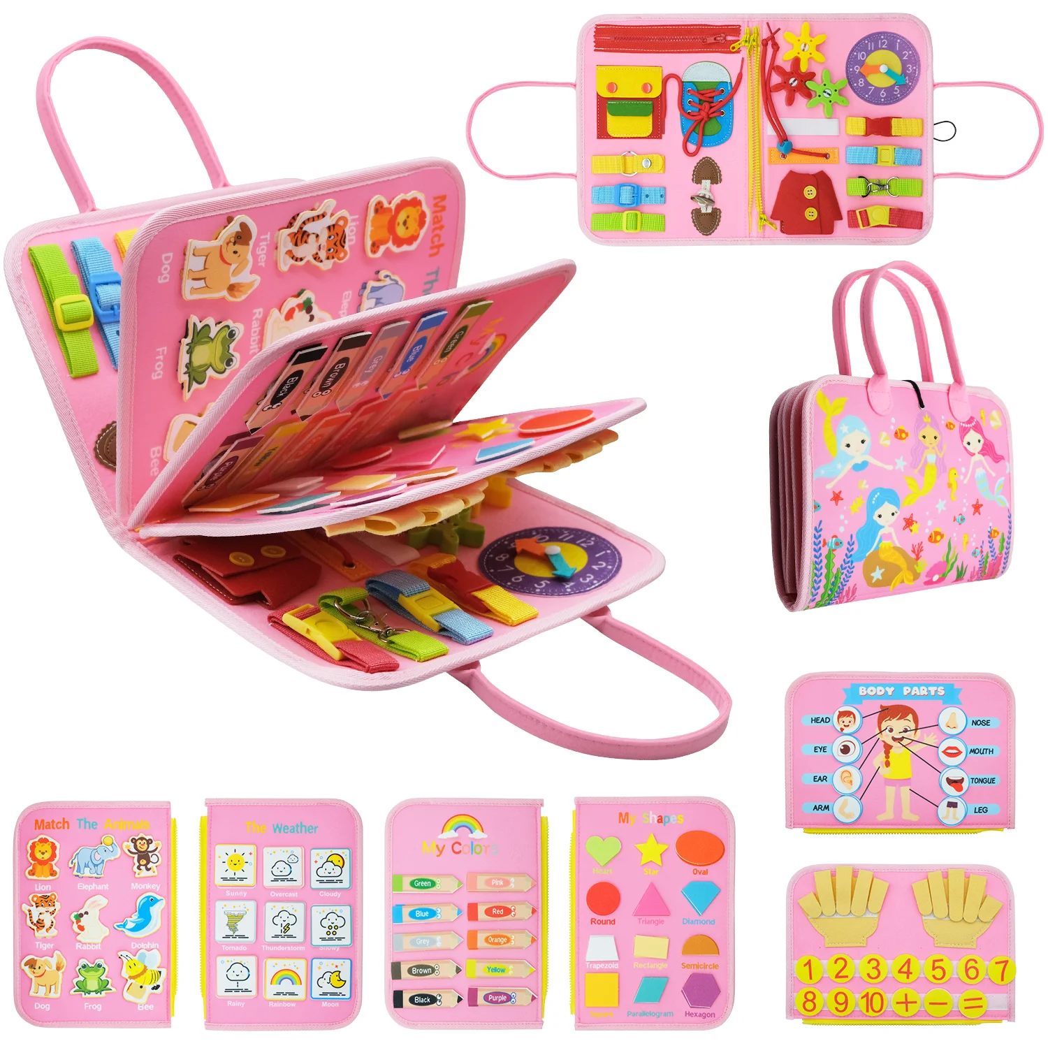 Montessori Toddler Busy Board,Autism Sensory Toys,Educational Activity Motor Skills Baby, Life Skills Learning Toys For Kids Montessori Toddler Busy Board,Autism Sensory Toys,Educational Activity Motor Skills Baby, Life Skills Learning Toys For Kids - Image 9