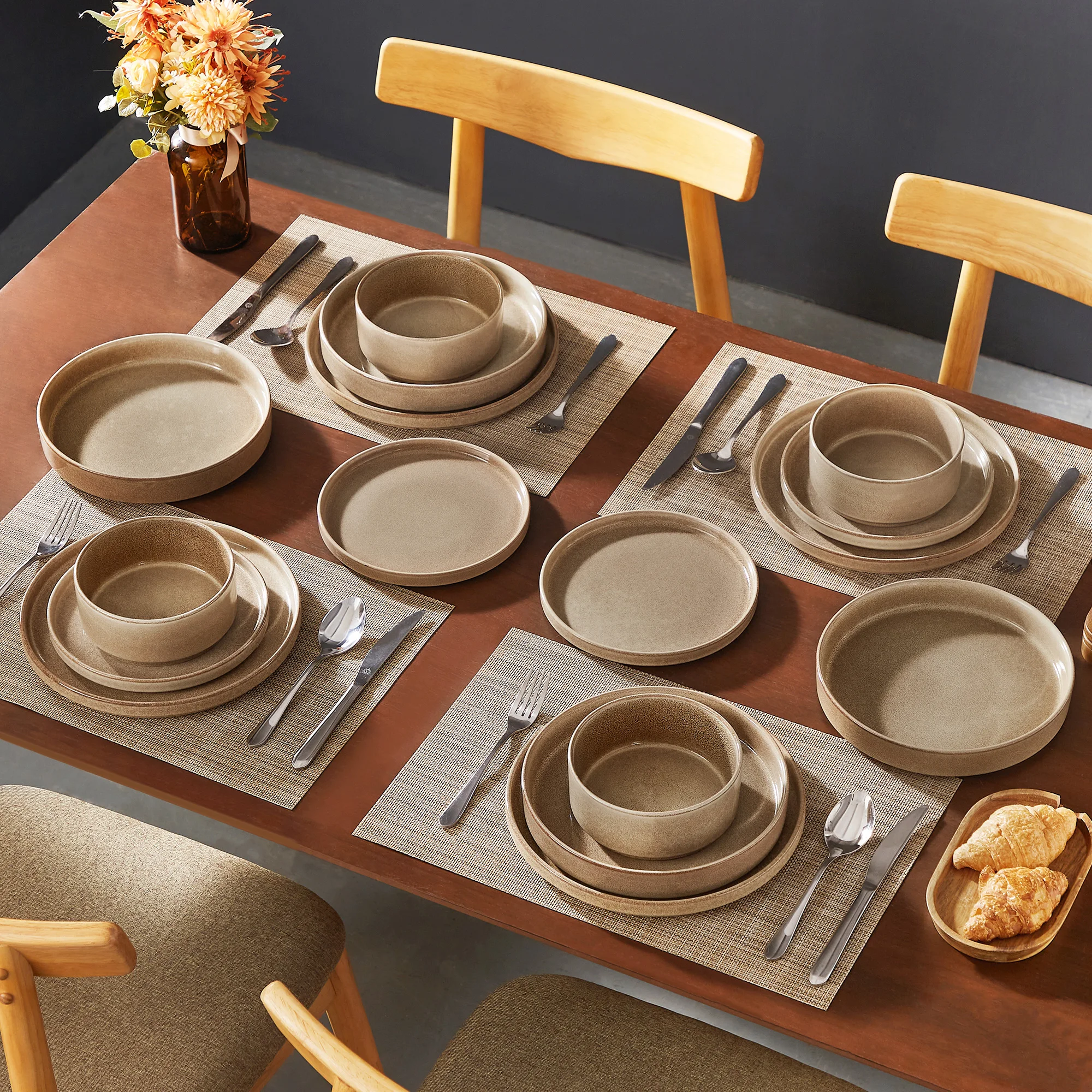 Vancasso 16/32-Teiliges Steinzeug-Geschirrset, Teller-Set Mit Glasiereffekt, Inklusive 4/8 Speisetellern/Desserttellern/Suppentellern/Schüsseln Vancasso 16/32-Teiliges Steinzeug-Geschirrset, Teller-Set Mit Glasiereffekt, Inklusive 4/8 Speisetellern/Desserttellern/Suppentellern/Schüsseln - Image 3