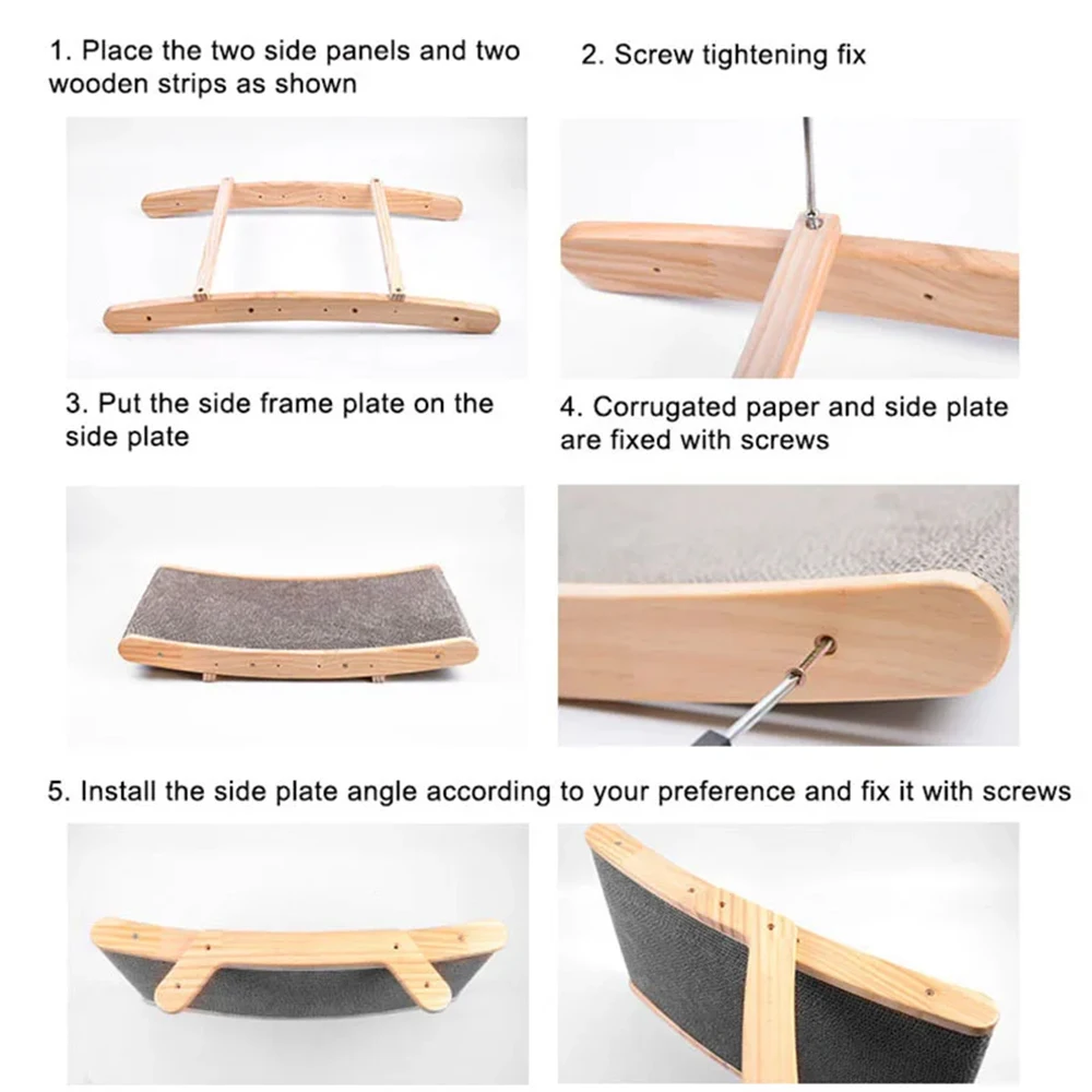 Cat Scratcher Cardboard With Solid Wooden Frame Kitten Scrapers Scratching Bed Reversible Pet Furniture For Cats 5 In 1 Toys Cat Scratcher Cardboard With Solid Wooden Frame Kitten Scrapers Scratching Bed Reversible Pet Furniture For Cats 5 In 1 Toys - Image 18
