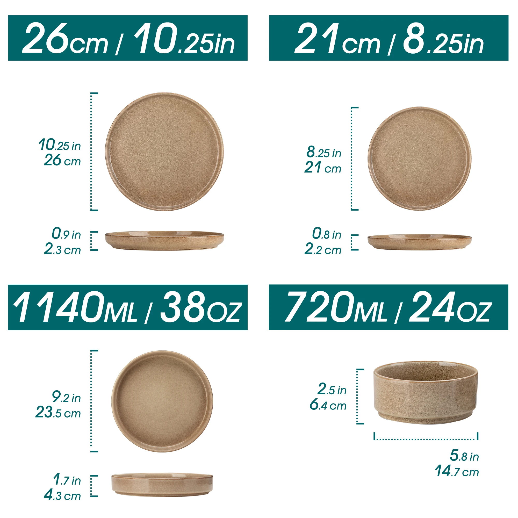 Vancasso 16/32-Teiliges Steinzeug-Geschirrset, Teller-Set Mit Glasiereffekt, Inklusive 4/8 Speisetellern/Desserttellern/Suppentellern/Schüsseln Vancasso 16/32-Teiliges Steinzeug-Geschirrset, Teller-Set Mit Glasiereffekt, Inklusive 4/8 Speisetellern/Desserttellern/Suppentellern/Schüsseln - Image 2