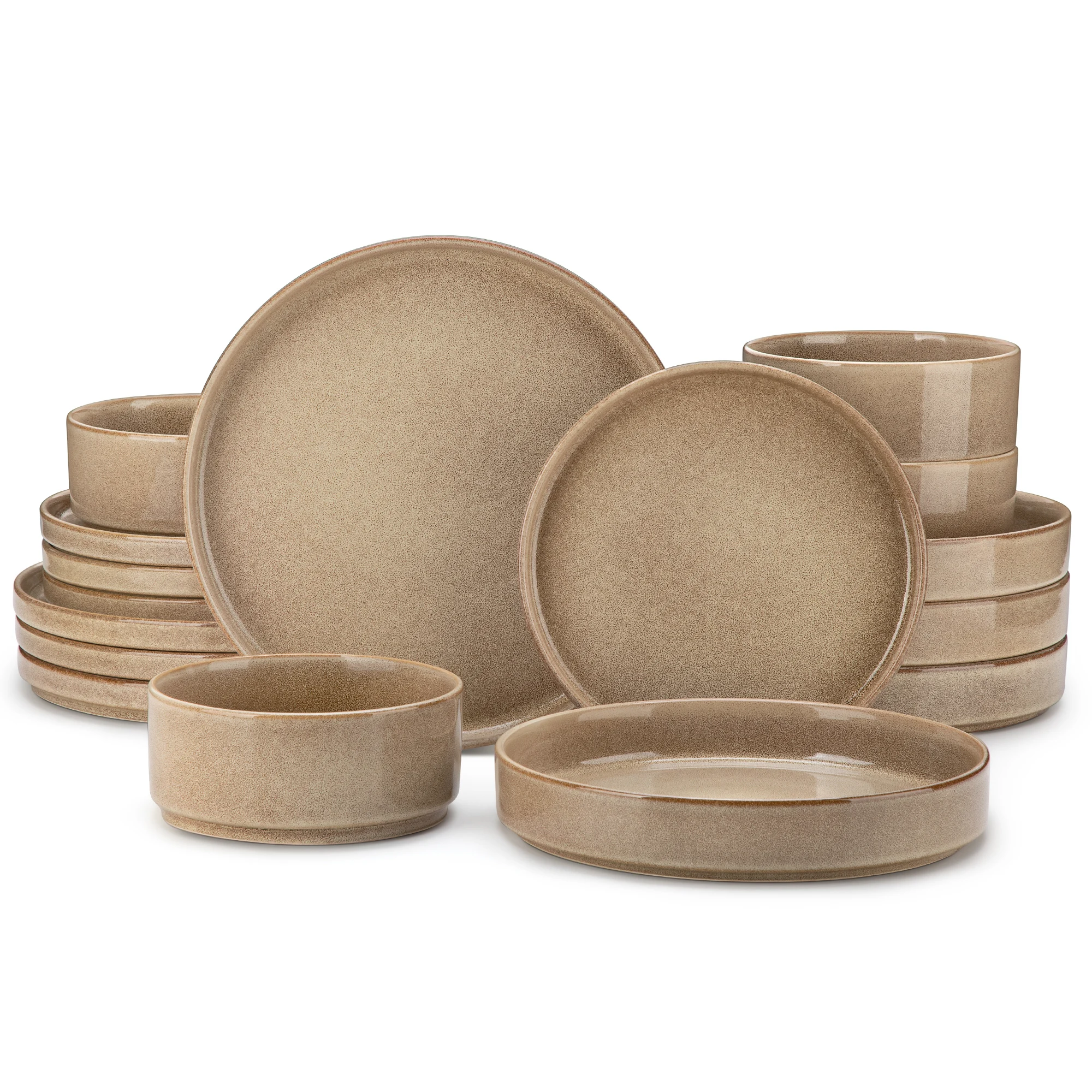 Vancasso 16/32-Teiliges Steinzeug-Geschirrset, Teller-Set Mit Glasiereffekt, Inklusive 4/8 Speisetellern/Desserttellern/Suppentellern/Schüsseln Vancasso 16/32-Teiliges Steinzeug-Geschirrset, Teller-Set Mit Glasiereffekt, Inklusive 4/8 Speisetellern/Desserttellern/Suppentellern/Schüsseln