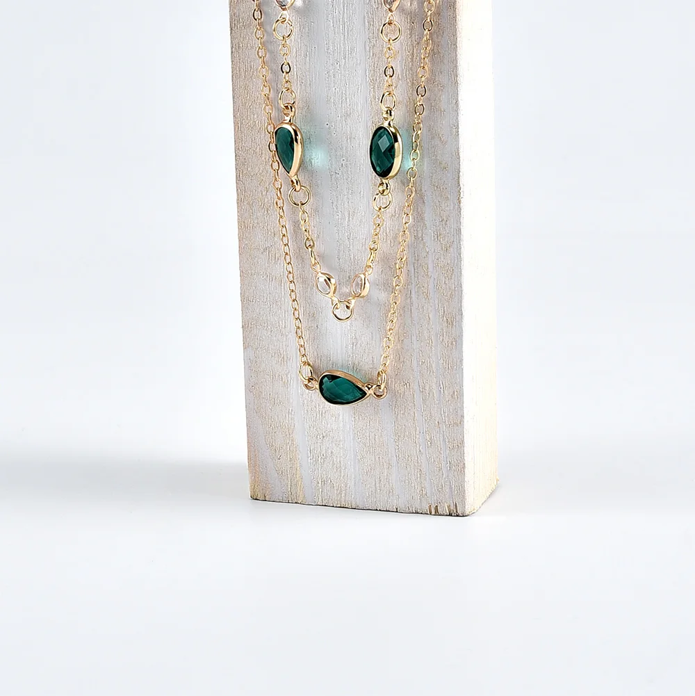 Neue 2020 Gold Platte Grünes Wasser Tropfen Stein Anhänger Halsketten Für Frauen Halskette Mehrstufige Weibliche Boho Vintage Schmuck Geschenk Neue 2020 Gold Platte Grünes Wasser Tropfen Stein Anhänger Halsketten Für Frauen Halskette Mehrstufige Weibliche Boho Vintage Schmuck Geschenk - Image 4