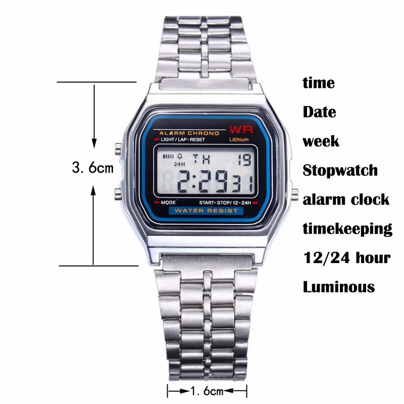 Frauen Männer Unisex Uhr Gold Silber Schwarz Vintage Led Digital Sport Militär Armbanduhren Elektronische Digitale Geschenk Geschenk Männlich Frauen Männer Unisex Uhr Gold Silber Schwarz Vintage Led Digital Sport Militär Armbanduhren Elektronische Digitale Geschenk Geschenk Männlich - Image 4