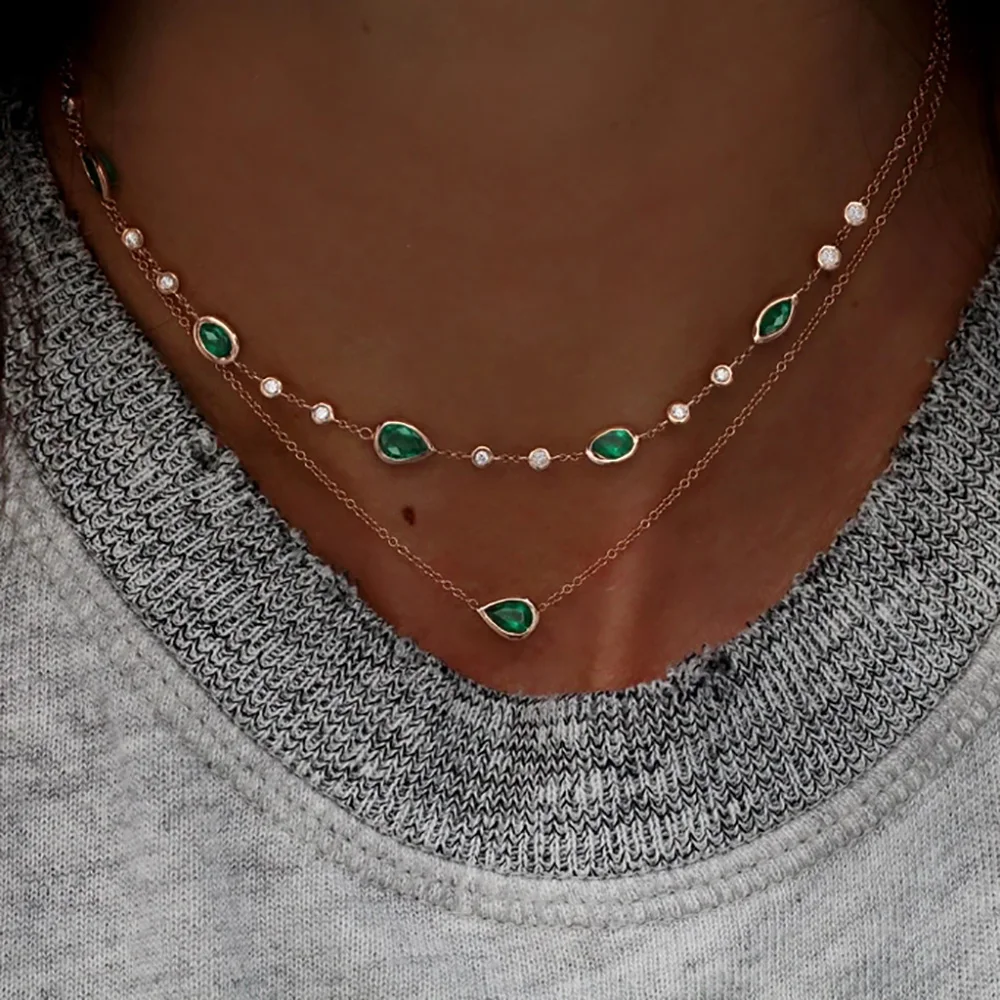 Neue 2020 Gold Platte Grünes Wasser Tropfen Stein Anhänger Halsketten Für Frauen Halskette Mehrstufige Weibliche Boho Vintage Schmuck Geschenk Neue 2020 Gold Platte Grünes Wasser Tropfen Stein Anhänger Halsketten Für Frauen Halskette Mehrstufige Weibliche Boho Vintage Schmuck Geschenk - Image 7