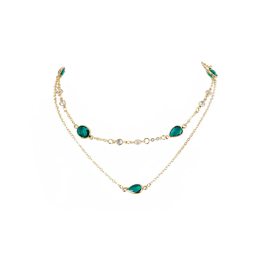Neue 2020 Gold Platte Grünes Wasser Tropfen Stein Anhänger Halsketten Für Frauen Halskette Mehrstufige Weibliche Boho Vintage Schmuck Geschenk Neue 2020 Gold Platte Grünes Wasser Tropfen Stein Anhänger Halsketten Für Frauen Halskette Mehrstufige Weibliche Boho Vintage Schmuck Geschenk - Image 3