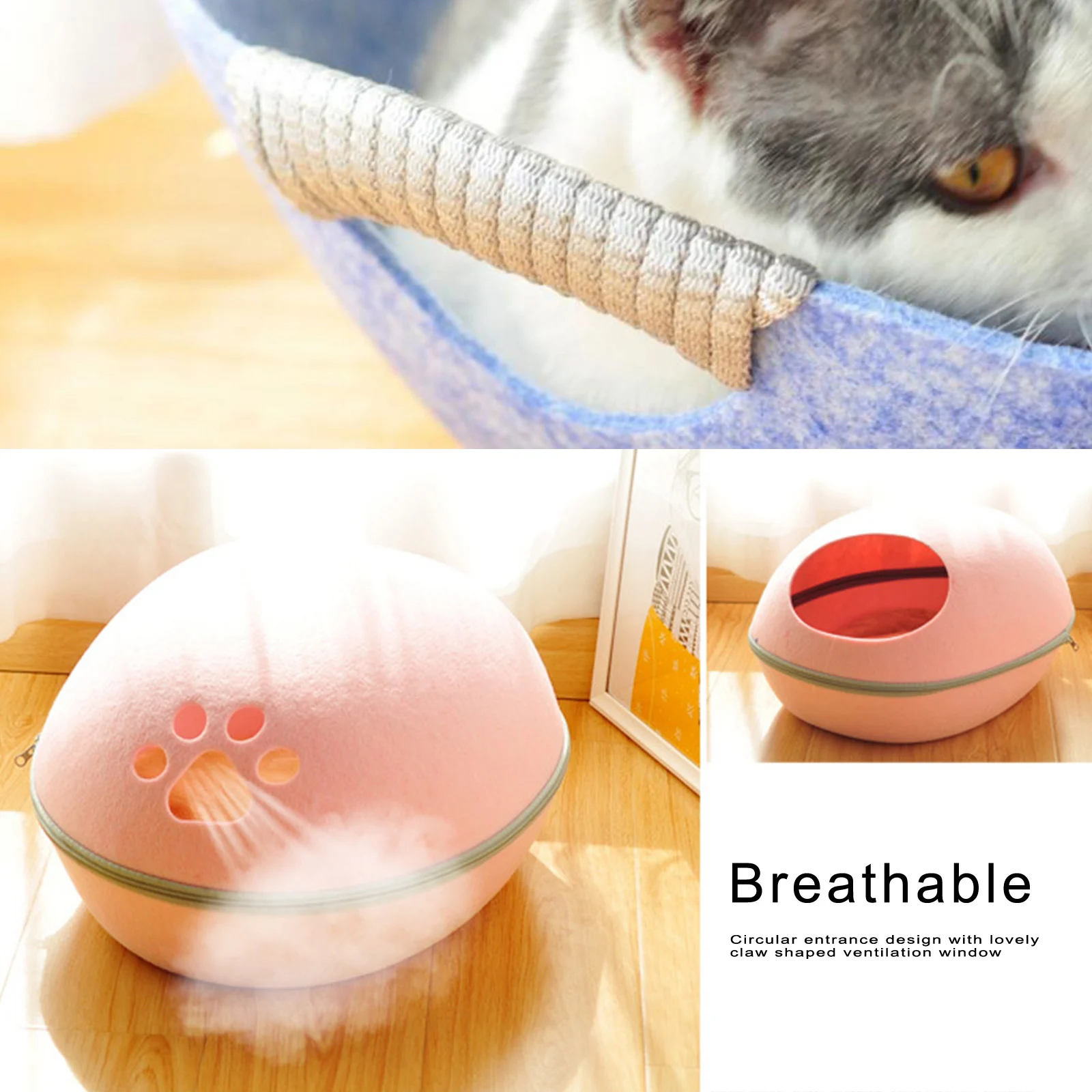 Hund Katze Bett Cave Schlafsack Zipper Ei Form Fühlte Tuch Pet Haus Katze Korb Produkte Für Katze Tiere Liefert In Stoc Hund Katze Bett Cave Schlafsack Zipper Ei Form Fühlte Tuch Pet Haus Katze Korb Produkte Für Katze Tiere Liefert In Stoc - Image 3
