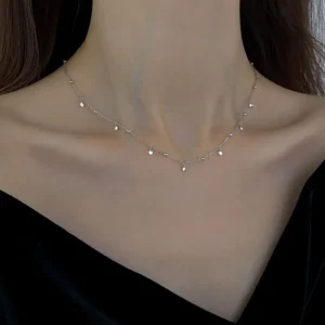 Echte 925er Sterlingsilber-geometrische runde Halsband-Halskette für modische Frauen, minimalistischer feiner Schmuck, niedliche Accessoires, Geschenk