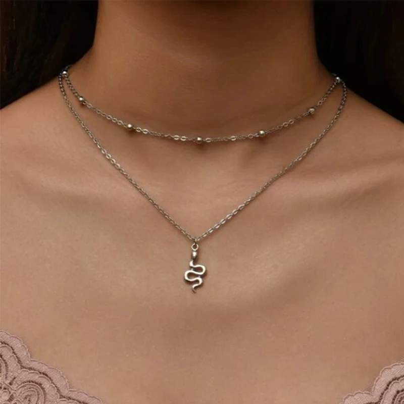 Kpop Frauen Halskette Schlange Choker Halsketten Am Hals Doppelschicht Anhänger Schmuck 2021, Halsband Für Mädchen Checker Goth Kpop Frauen Halskette Schlange Choker Halsketten Am Hals Doppelschicht Anhänger Schmuck 2021, Halsband Für Mädchen Checker Goth - Image 4