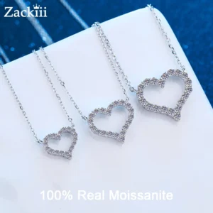 2CT Moissanite Halskette Herz Anhänger Diamant Halskette Für Frauen 925 Silber Prong Einstellung VVS Moissanite Herz Anhänger Schmuck