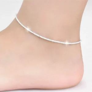 Dünne Silber Farbe Shiny Ketten Fußkettchen Für Frauen Mädchen Freund Fuß Schmuck Bein Armband Barfuß Geburtstag Hochzeit Geschenk