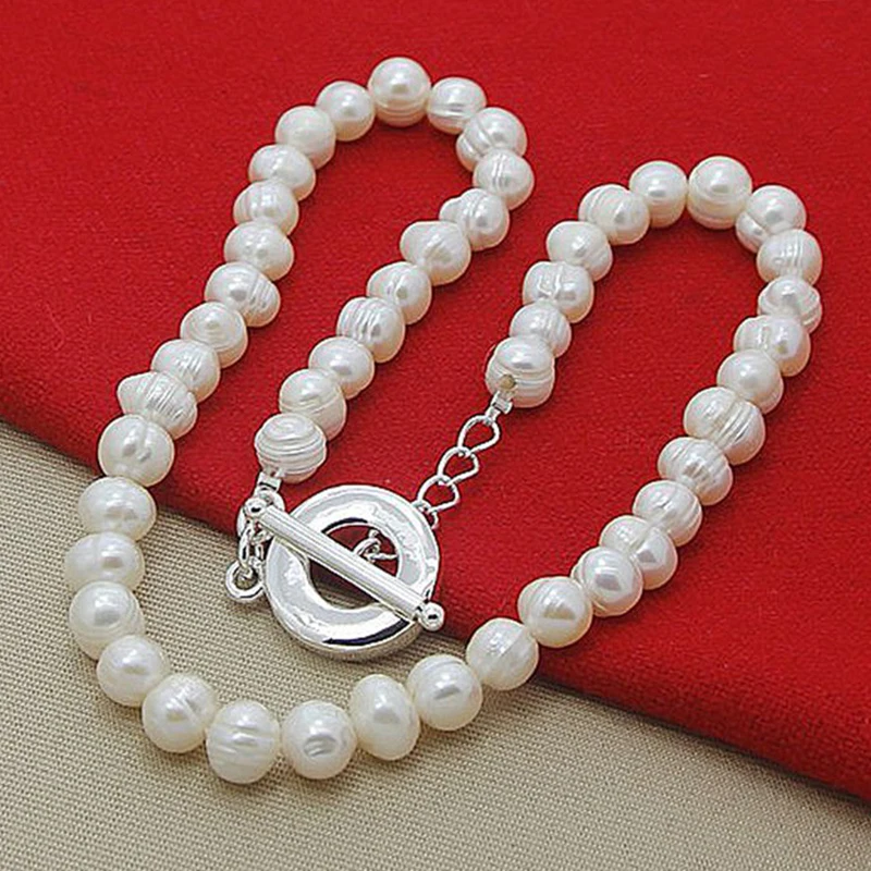 Aravant Halsketten Mit 8–9 Mm Süßwasserperlen Aus 925Er Silber Für Damen, Modeschmuck Aravant Halsketten Mit 8–9 Mm Süßwasserperlen Aus 925Er Silber Für Damen, Modeschmuck - Image 4