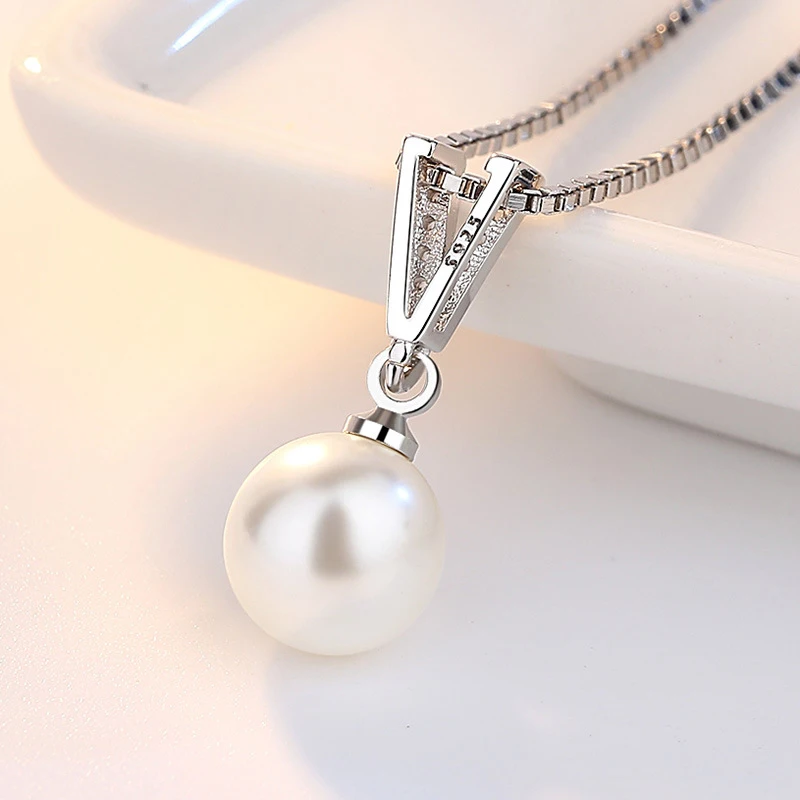 Neue 925 Sterling Silber Süßwasser Perle Cz Anhänger Halskette Feine V Glyphe Strass Tropfen Halsketten Frauen Hochzeit Schmuck Geschenk Neue 925 Sterling Silber Süßwasser Perle Cz Anhänger Halskette Feine V Glyphe Strass Tropfen Halsketten Frauen Hochzeit Schmuck Geschenk - Image 5