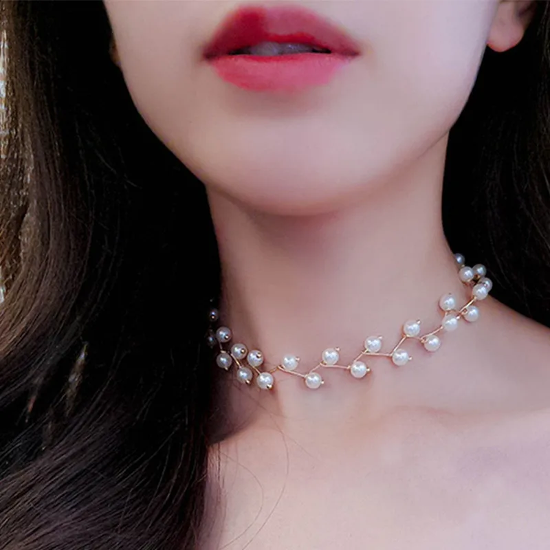 Neue Koreanische Perlenketten Für Damen, Goldfarbene Gliederkette, Modisches Halsaccessoire, Eleganter Halsreif, Bijoux Femme Neue Koreanische Perlenketten Für Damen, Goldfarbene Gliederkette, Modisches Halsaccessoire, Eleganter Halsreif, Bijoux Femme - Image 6