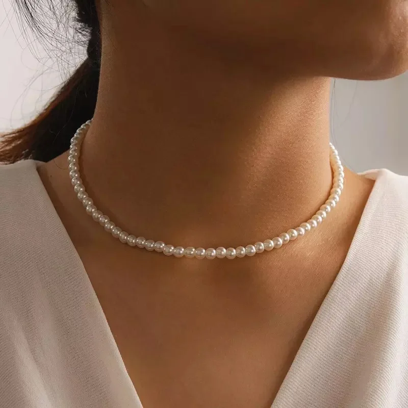 Neue Koreanische Perlenketten Für Damen, Goldfarbene Gliederkette, Modisches Halsaccessoire, Eleganter Halsreif, Bijoux Femme Neue Koreanische Perlenketten Für Damen, Goldfarbene Gliederkette, Modisches Halsaccessoire, Eleganter Halsreif, Bijoux Femme - Image 4