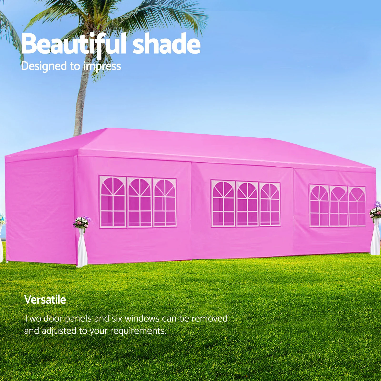 10X30' Modern Wedding Party Canopy Tent Outdoor Gazebo With 8 Removable Sidewalls Pink Color Outdoor Furniture 10X30' Modern Wedding Party Canopy Tent Outdoor Gazebo With 8 Removable Sidewalls Pink Color Outdoor Furniture - Image 5
